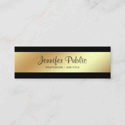 Professional Modern Elegant Black and Gold Plain Mini Business Card