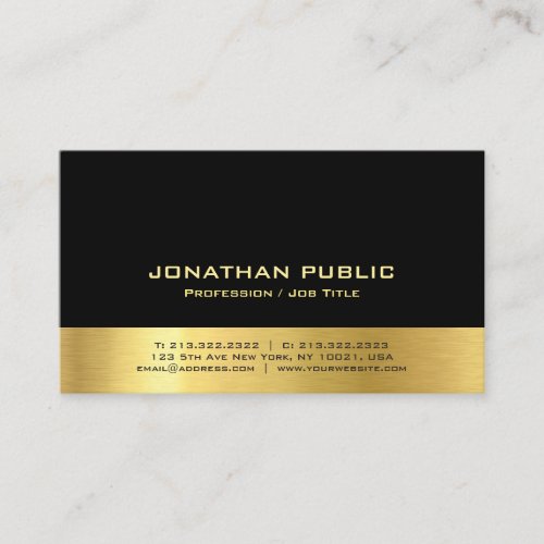 Professional Modern Elegant Black And Gold Simple Business Card