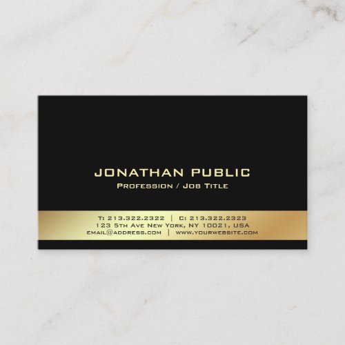 Professional Modern Elegant Black And Gold Simple Business Card