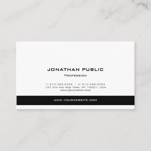 Professional Modern Elegant Black and White Clean Business Card