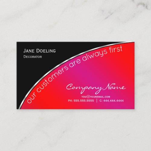 Professional Modern Elegant Black Bright Crimson Business Card