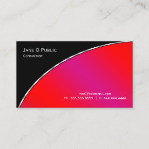 Professional Modern Elegant Black Bright Crimson Business Card
