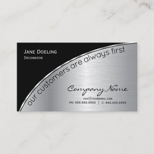 Professional Modern Elegant Black Brushed Silver Business Card