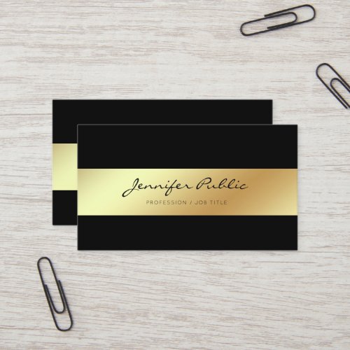 Professional Modern Elegant Black Gold Chic Business Card
