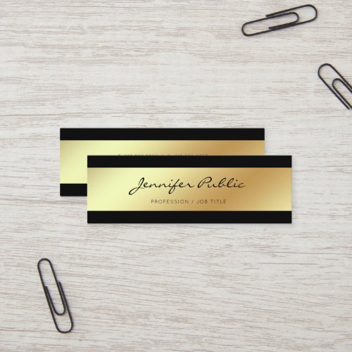 Professional Modern Elegant Black Gold Chic Mini Business Card