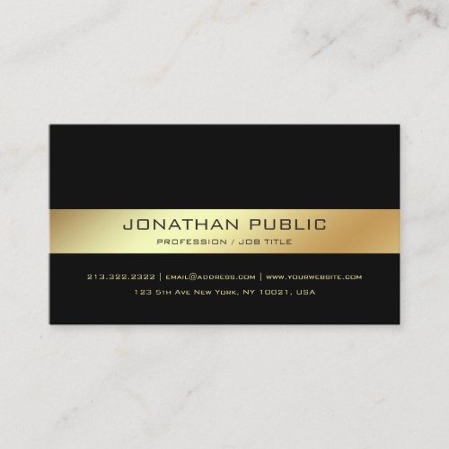 Professional Modern Elegant Black Gold Design Business Card