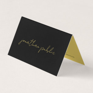 Professional Modern Elegant Black & Gold Folded Business Card