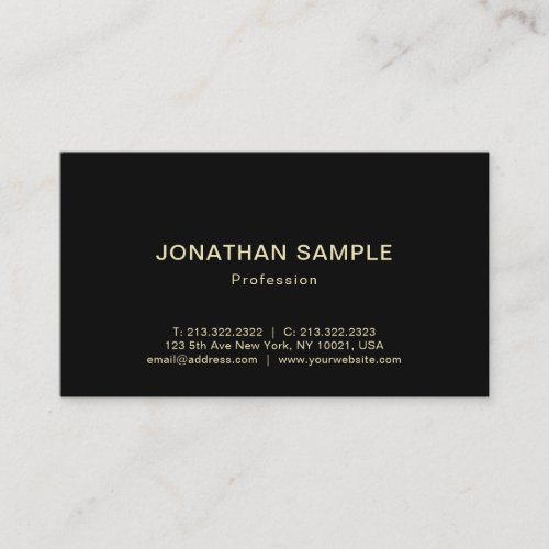 Professional Modern Elegant Black Gold Plain Luxe Business Card