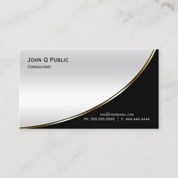 Professional Modern Elegant Black Light Silver Business Card