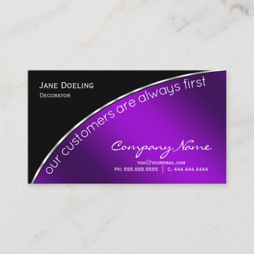 Professional Modern Elegant Black Purple Business Card