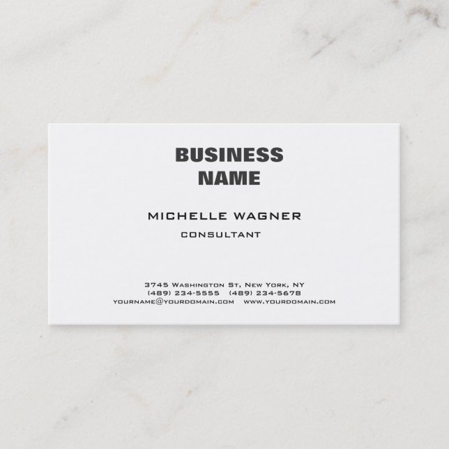 Professional Modern Elegant Black White Minimalist Business Card (Front)