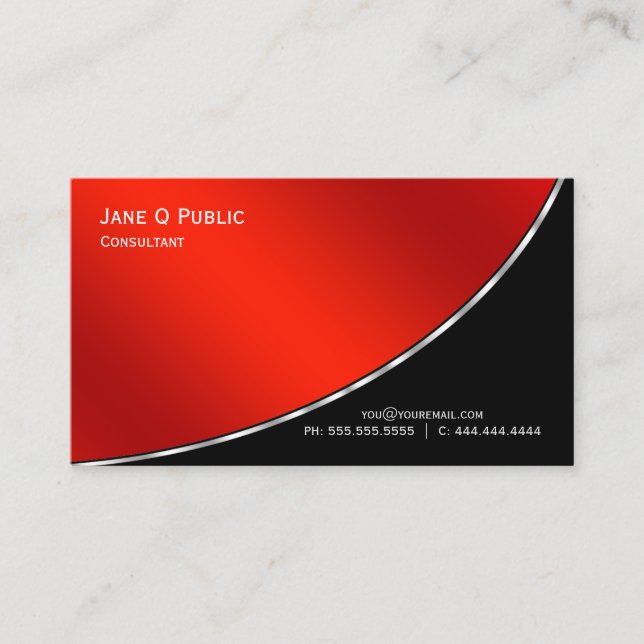 Professional Modern Elegant  Bright Crimson Business Card (Front)