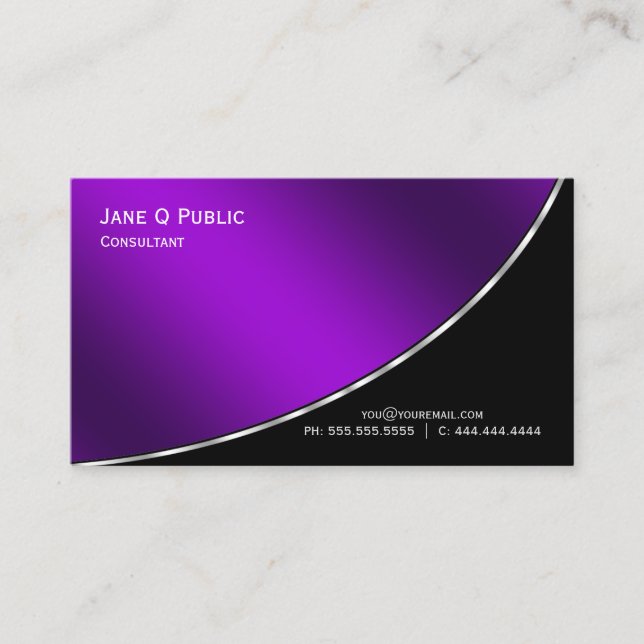 Professional Modern Elegant  Bright Purple Business Card (Front)