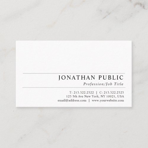 Professional Modern Elegant Chic Design Plain Business Card