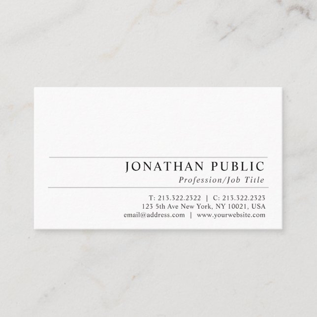 Professional Modern Elegant Chic Design Plain Business Card (Front)