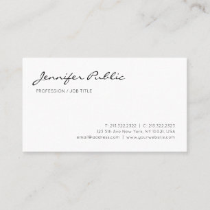 Professional Modern Elegant Clean Chic White Plain Business Card