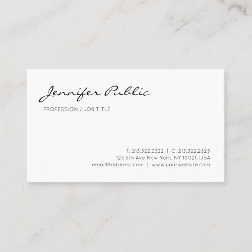 Professional Modern Elegant Clean Chic White Plain Business Card