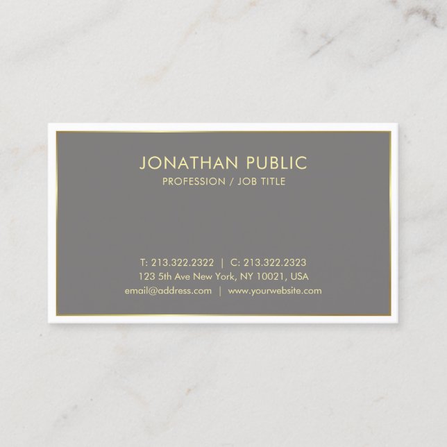 Professional Modern Elegant Dark Brown Luxury Business Card (Front)