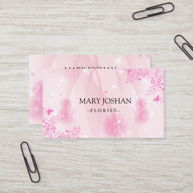 Professional Modern Elegant Floral Florist  Business Card (Front/Back In Situ)