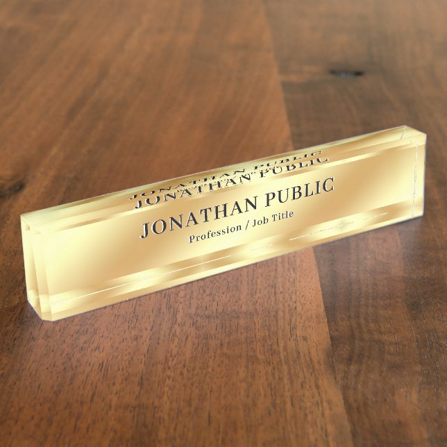 Professional Modern Elegant Gold Look Luxurious Desk Name Plate (Side)