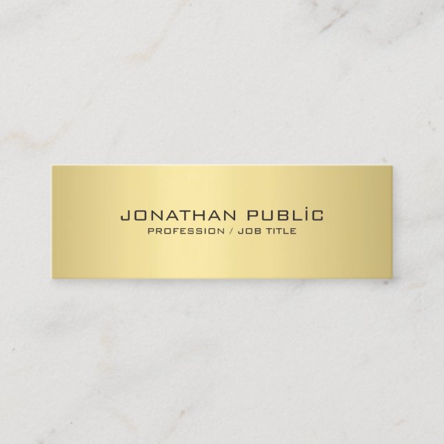 Professional Modern Elegant Gold Look Plain Mini Business Card (Front)