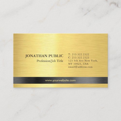 Professional Modern Elegant Gold Look Simple Plain Business Card