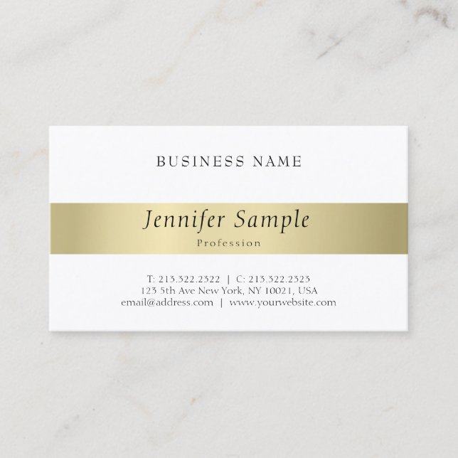 Professional Modern Elegant Gold Look Simple Plain Business Card (Front)