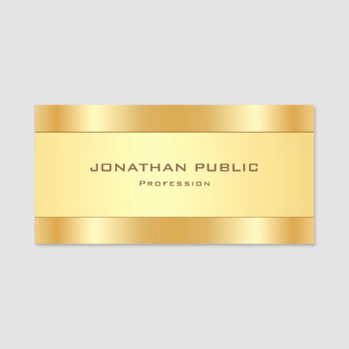 Professional Modern Elegant Gold Metallic Look Name Tag