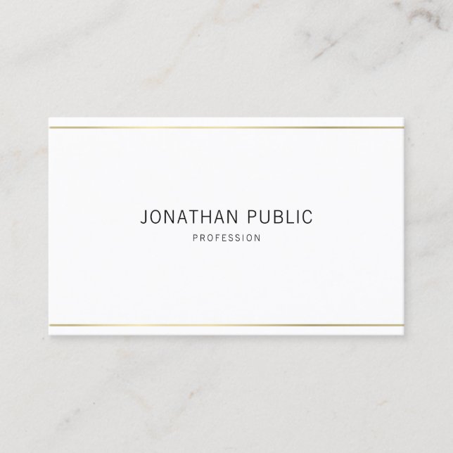 Professional Modern Elegant Gold Striped Clean Business Card (Front)