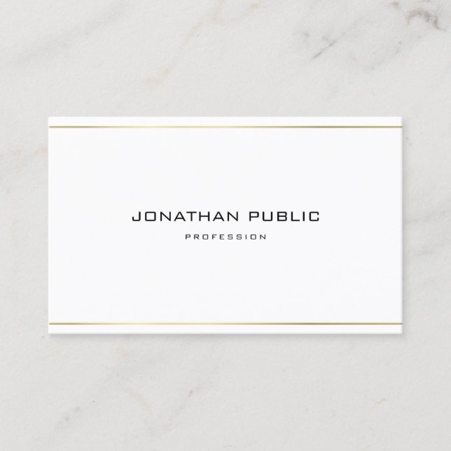 Professional Modern Elegant Gold Stripes Simple Business Card (Front)
