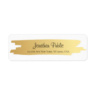 Professional Modern Elegant Gold White Hand Script Label
