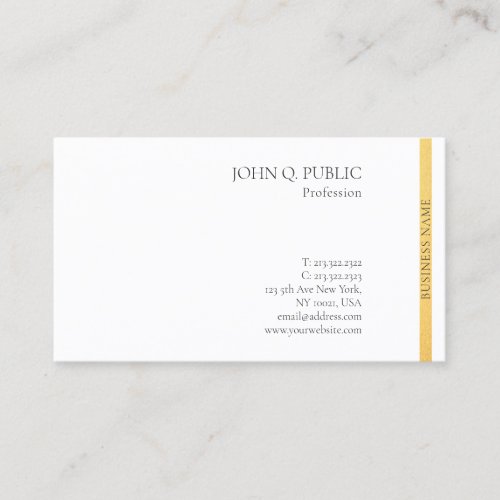 Professional Modern Elegant Gold White Simple Business Card