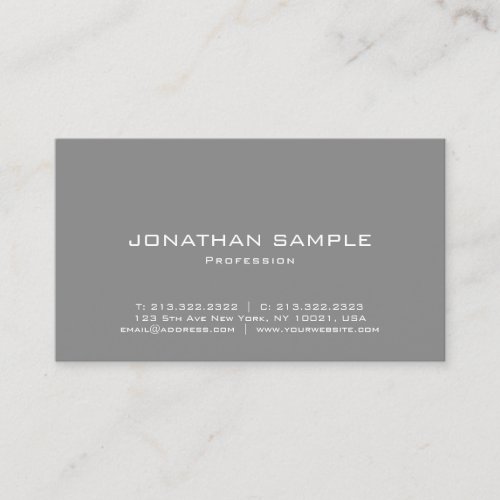 Professional Modern Elegant Gray Minimalist Plain Business Card