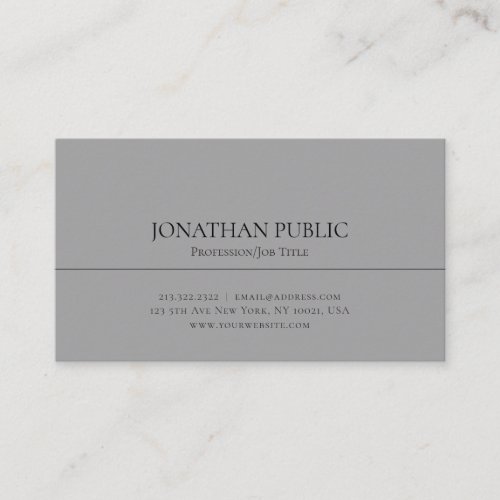 Professional Modern Elegant Gray Sleek Plain Business Card