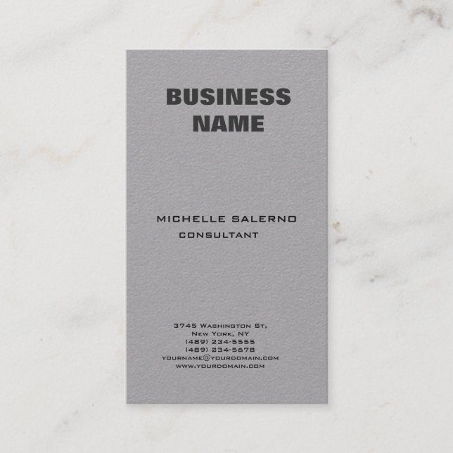 Professional Modern Elegant Grey Minimalist Simple Business Card (Front)
