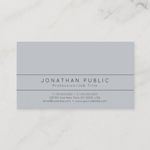 Professional Modern Elegant Grey Simple Plain Business Card