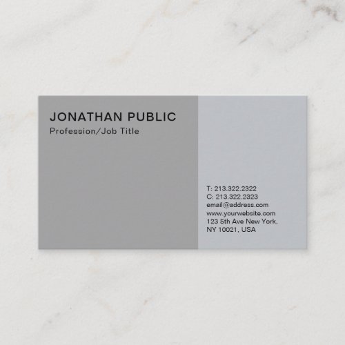 Professional Modern Elegant Grey Smart Plain Business Card