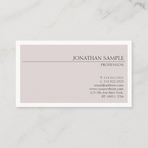 Professional Modern Elegant Minimalist Plain Business Card