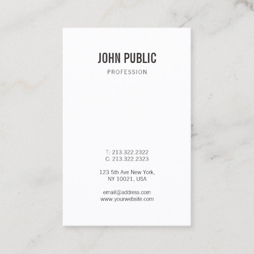 Professional Modern Elegant Minimalist Vertical Business Card
