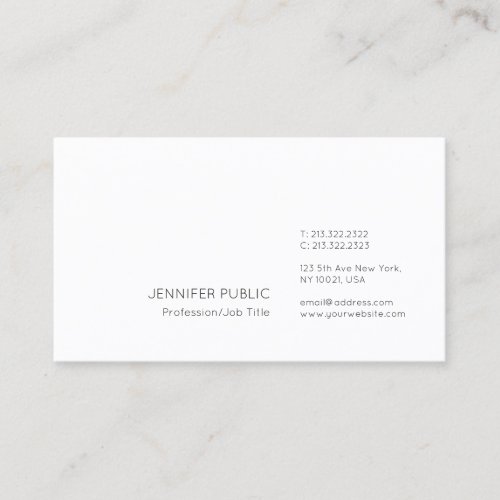 Professional Modern Elegant Minimalist White Plain Business Card
