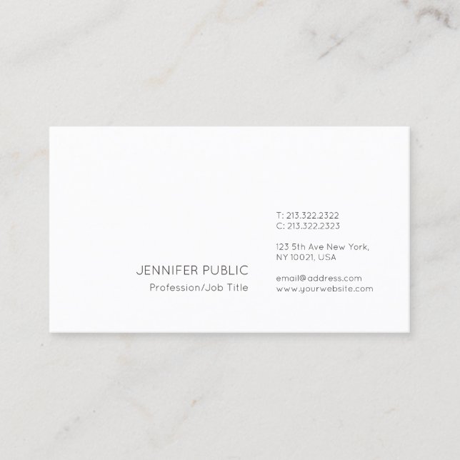 Professional Modern Elegant Minimalist White Plain Business Card (Front)