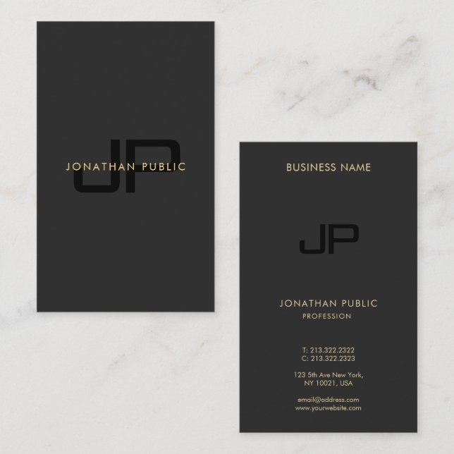 Professional Modern Elegant Monogram Initial Business Card (Front/Back)
