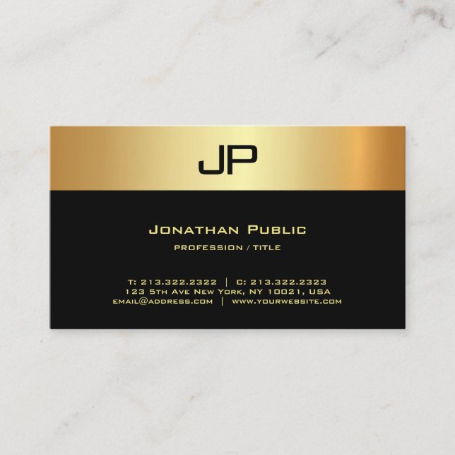 Professional Modern Elegant Monogram Luxury Silk Business Card (Front)