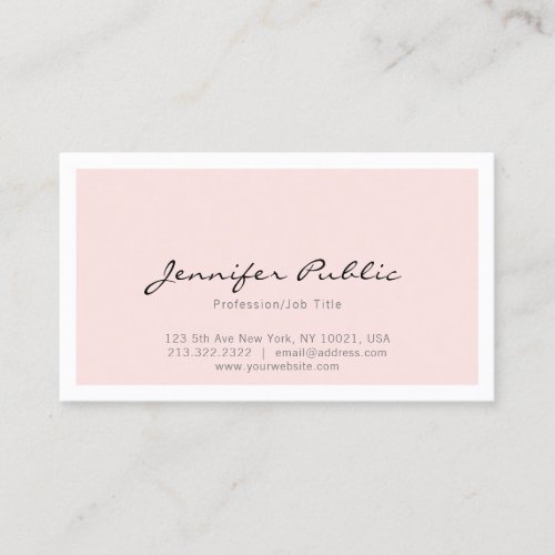 Professional Modern Elegant Pink Simple Plain Business Card