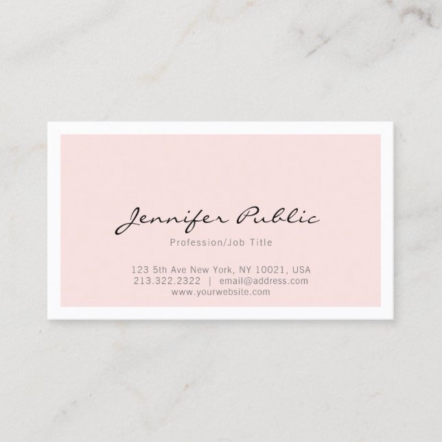 Professional Modern Elegant Pink Simple Plain Business Card (Front)