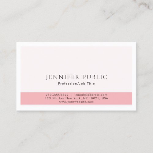 Professional Modern Elegant Pink White Simple Business Card