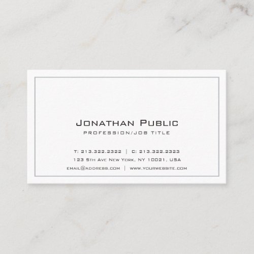 Professional Modern Elegant Plain Grey White Business Card