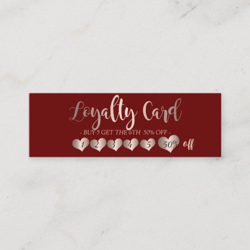 Professional Modern Elegant Rose Gold Hearts Loyalty Card