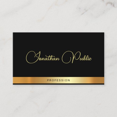 Professional Modern Elegant Script Name Black Gold Business Card