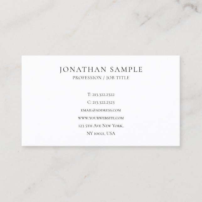 Professional Modern Elegant Simple Design Custom Business Card (Front)